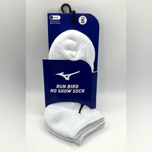 Mizuno Run Bird White Athletic No-Show Socks Size Small Right Left Specific New